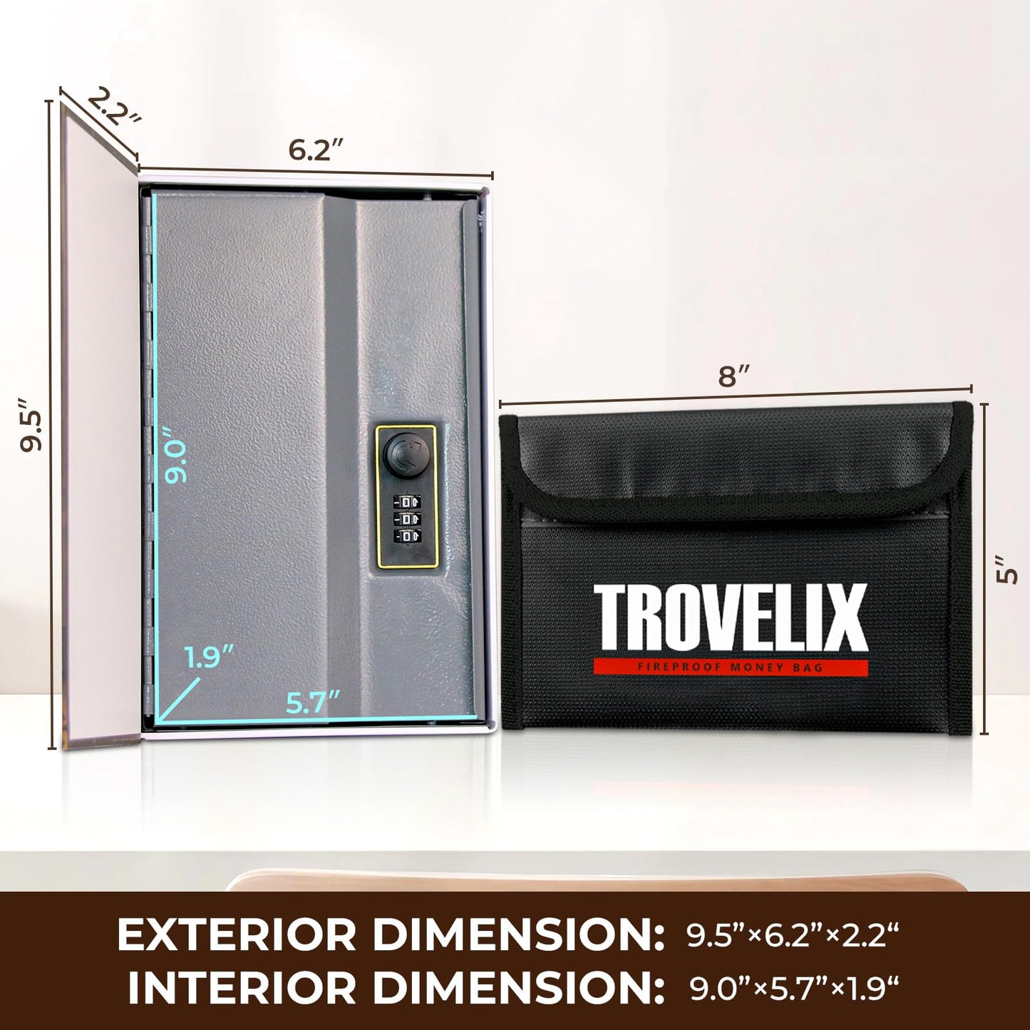 Book Safe with Combination Lock, Hidden Safe (9.5 x 6.2 x 2.2 Inch) with Fireproof Bag, Secret Diversion Safe, Hollow Book Box Hidden Storage, Money Safe Box for Cash (COFFEE)