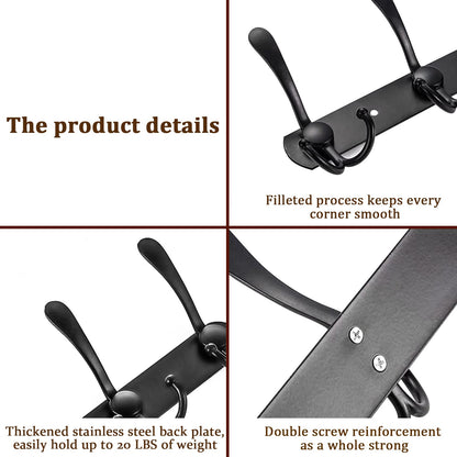 Coat Hooks Wall Mounted (2 Pack) - Stainless Steel Coat Racks -Heavy Duty Wall Coat Hanger - For Hanging Hat Towel Purse Robes - Ideal for Entryway, Hallway, Kitchen, Bathroom, Bedroom
