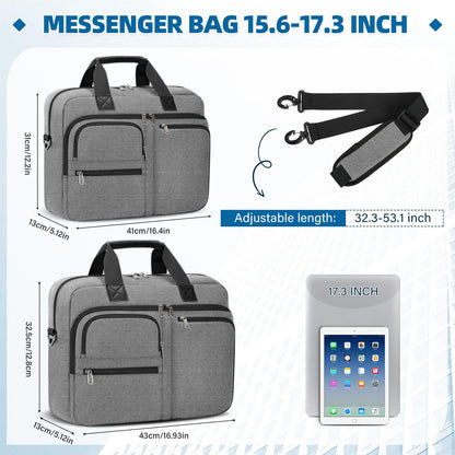 RAINSMORE Laptop Bag for Men 15.6 17.3 Inch Waterproof Laptop Bag Large Professional Messenger Bag for Business Travel Work