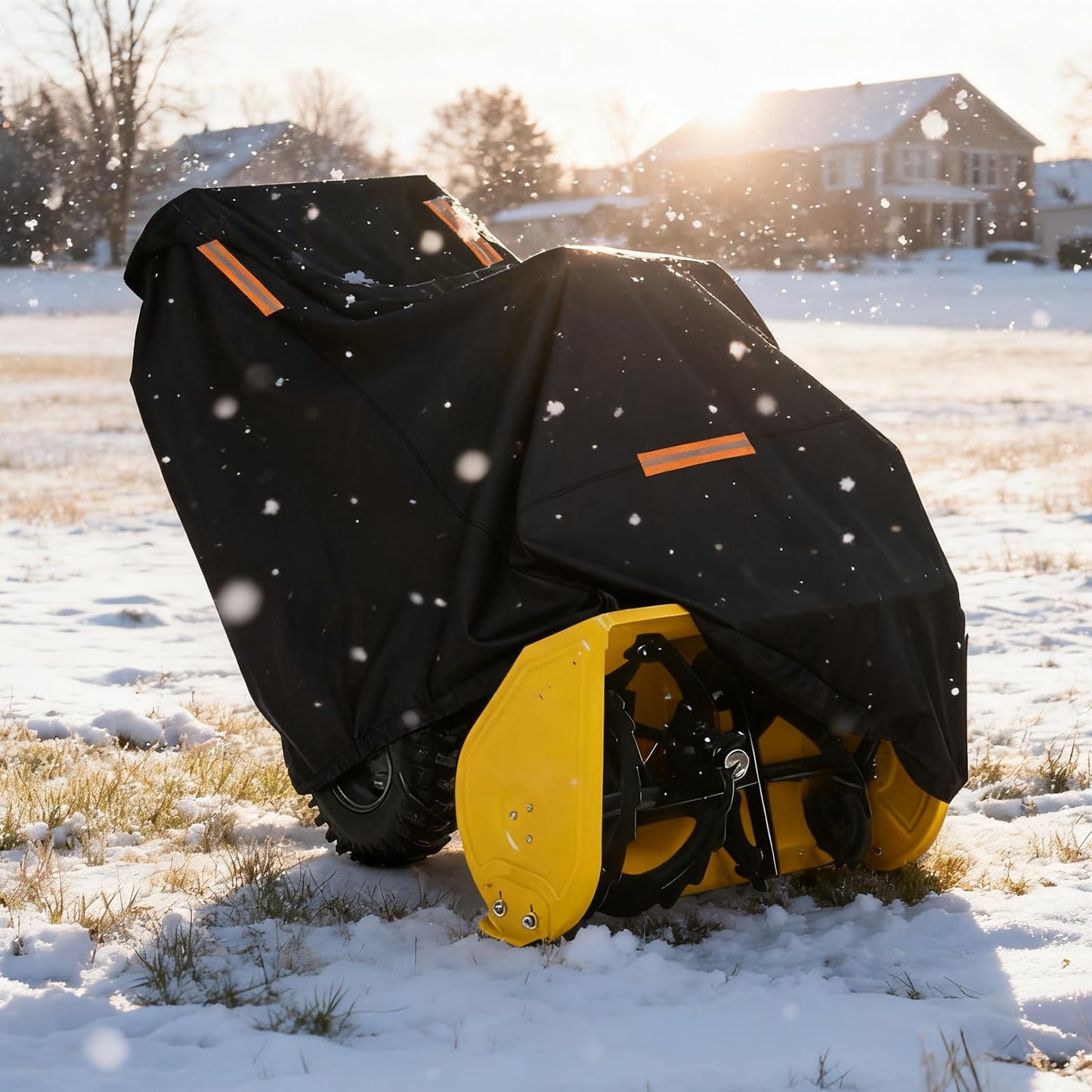 Snow Blower Cover, 300D Durable Oxford Farbic, Fit for Most Snowblowers, with Reflective Strip -Weather Protection Outdoor and Indoor use (Black)
