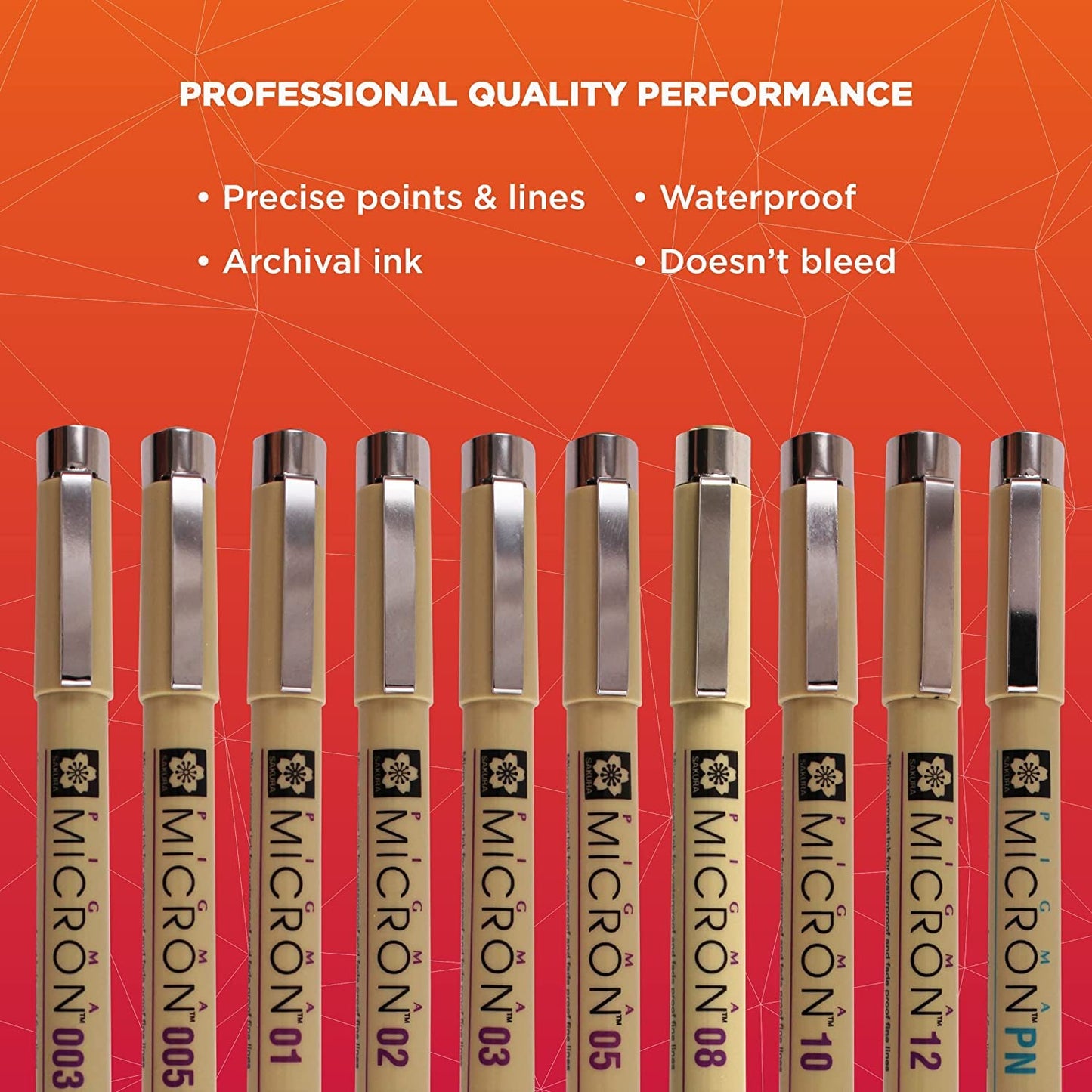 Sakura Micron fineliner pen 10 piece black ink colour artist drawing set