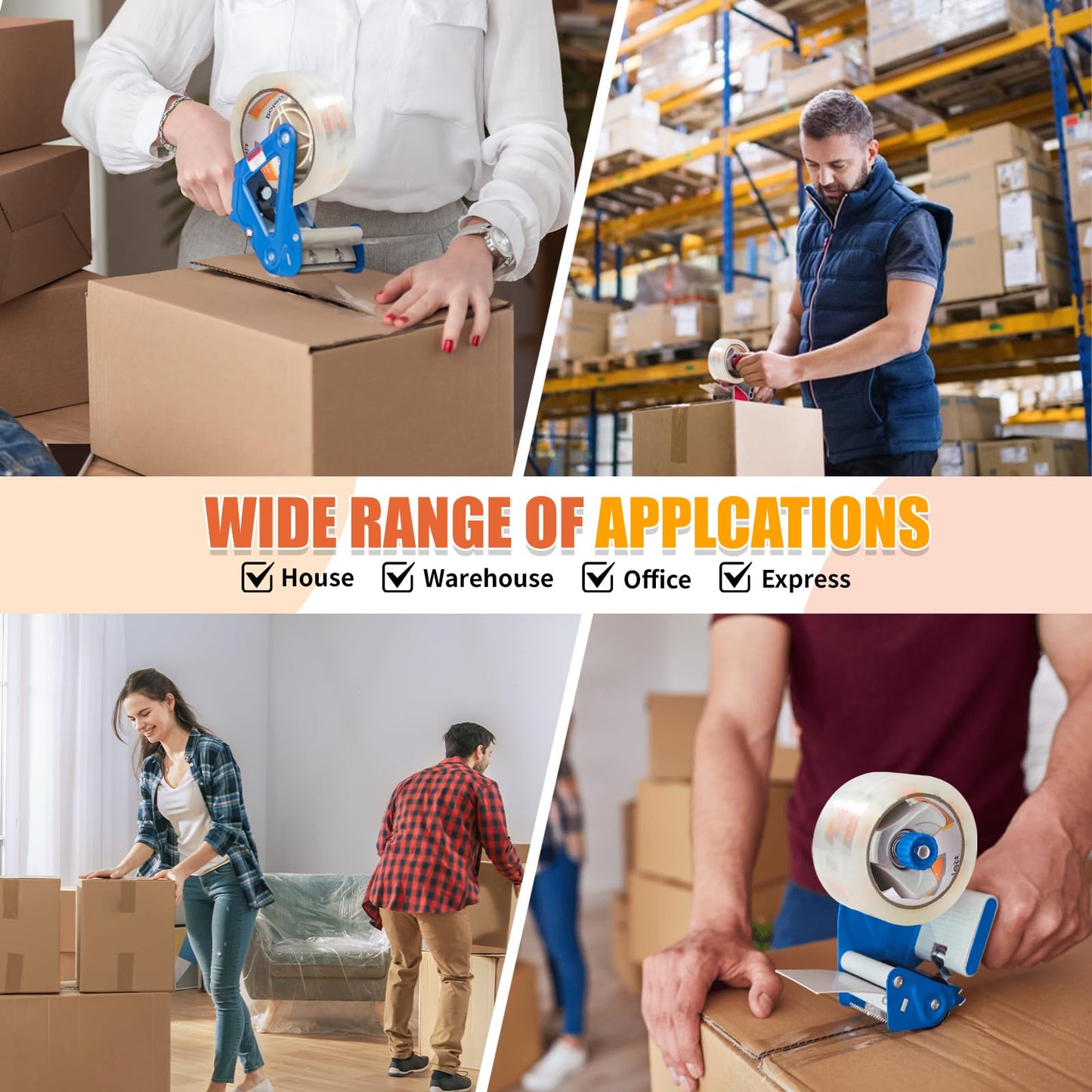 Rolett Packing Tape, 12 Rolls Shipping Tape, Heavy Duty Packaging Tape 1.88” x 65 yd, Heavy Duty Packing Tape Refills, Box Tape for Shipping, Mailing, Moving & Storage, Strong Seal on All Box Types