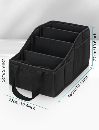 YOHOOLYO Car Seat Organizer for Front Back Seat Passenger Seat Organizer with Belt Car Organizer Between Backseat Collapsible Car Seat Storage Organizer with 4 Cup Holders Kids Adults Black