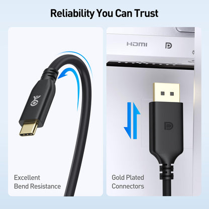 [VESA Certified] Cable Matters 40Gbps USB C to DisplayPort 2.1 Cable 1m/3.3ft, Supports DP40, 8K@120Hz / 4K@480Hz (Thunderbolt 4 to DisplayPort Cable) Black - Not for Portable USB-C Monitor