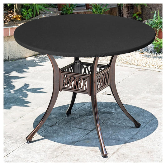 ZUDKSUY Round Table Top Cover - 600D Outdoor Garden Furniture Cover Fits Round Furniture Up to 48" - Black, Patio Table Top Cover