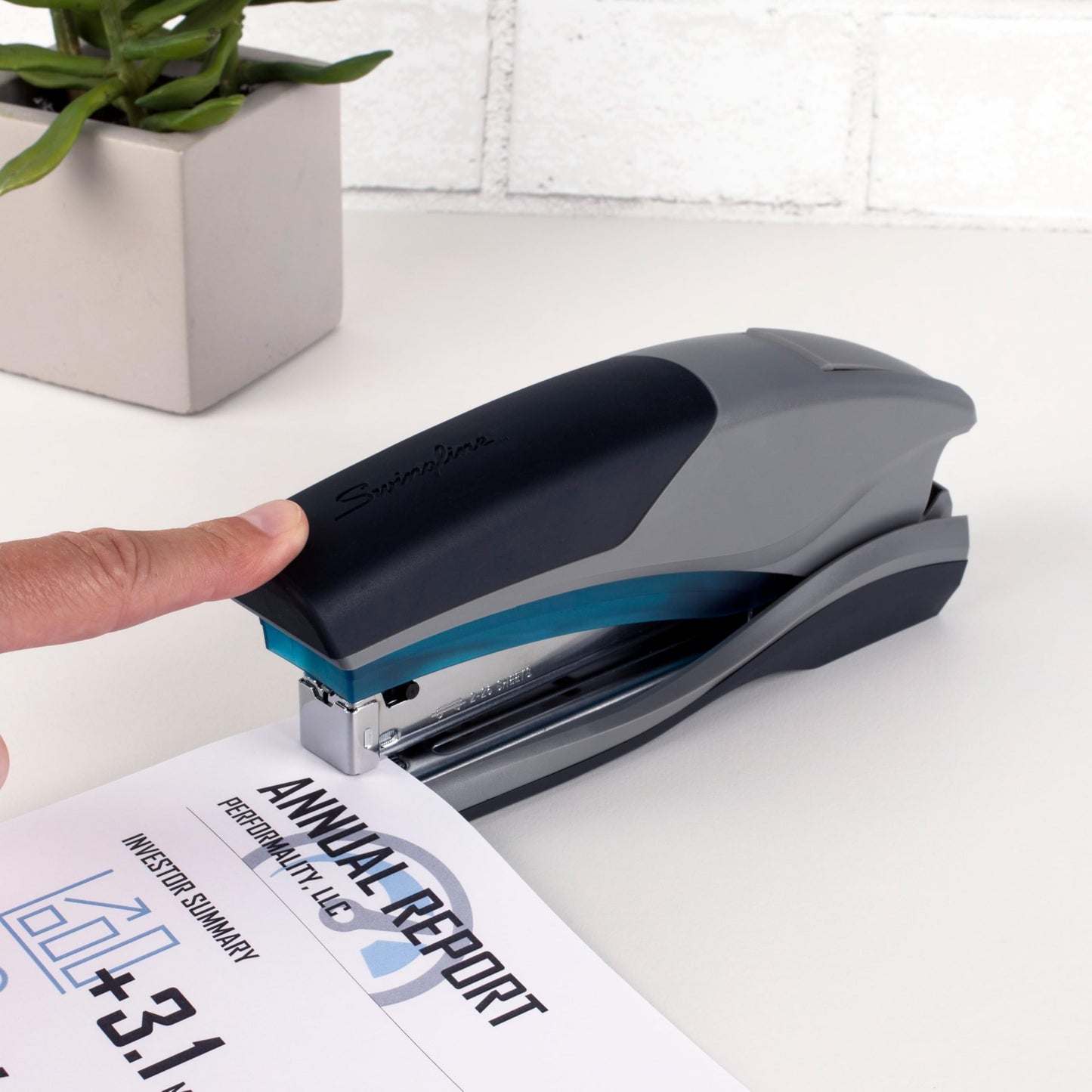 Swingline LightTouch Reduced Effort Stapler, 50% Easier, 20 Sheets, Blue (66404)