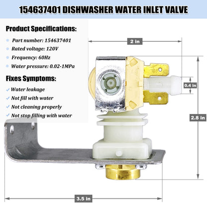 154637401 Dishwasher Water Inlet Valve - Dishwasher Water Valve Assembly Replacement Parts 154219601 154359801 154373301 AH1990907 AP4321824 PS1990907