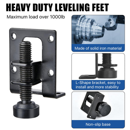 Supkiir 8 Pack Adjustable Leveling Feet, Heavy Duty Furniture Levelers, Black Adjustable Load Levelers Foot Table Leg Leveling Legs for Cabinet Chair Workbench Shelving Units Wardrobe