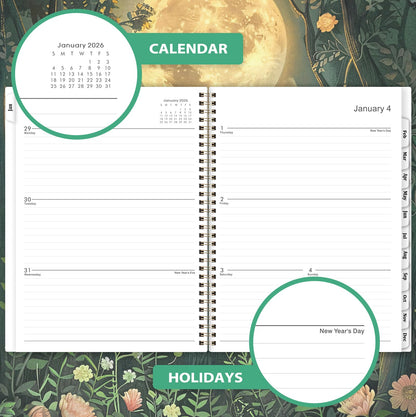 2026 Planner - Planner 2026, JAN 2026 - DEC 2026, 2026 Planner Weekly and Monthly, 2026 Calendar Planner, 9" x 11", Tabs, Spiral Binding, Back Pocket