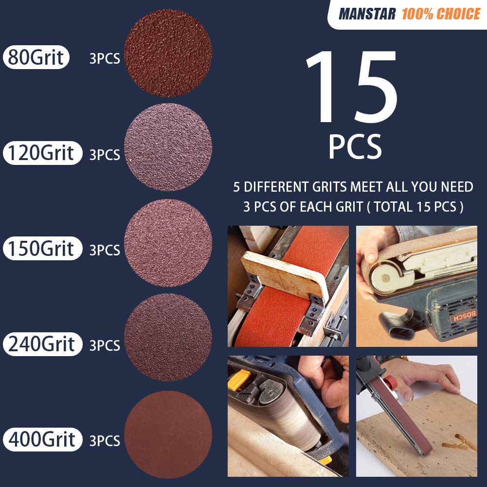 15 Pcs 3 x 21 Inch Assorted Aluminum Oxide Sanding Belt,80/120/150/240/400 Grit