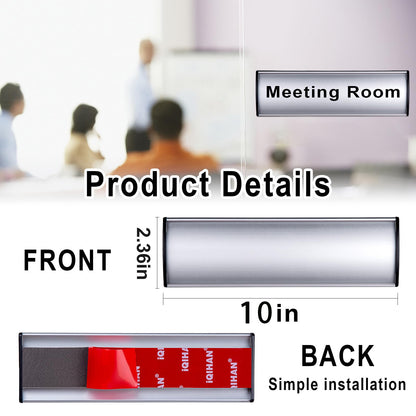 Set of 5 - Nameplate Holder for Wall Mount, 2.36'' x 10'' Curved Office Business Door Sign Holder-Silver