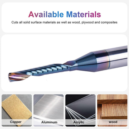 SpeTool O Flute Spiral Upcut Router Bits with 1/8" Cutting Diameter 1/4 Shank, Carbide Single 1 Flute End Mill with Coating Extreme Tool Life for CNC Aluminium Cutting Carving Engraving Tool