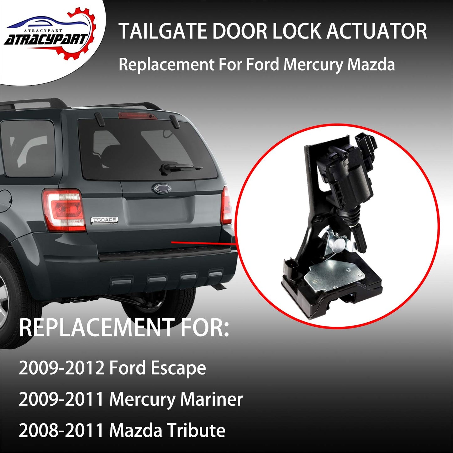 Rear Liftgate Door Lock Actuator Tailgate Latch Actuator | for 2009-2012 Ford Escape 2008-2011 Mazda Tribute 2009-2011 Mercury Mariner | Replace OE# 9L8Z-7843150-B 9L8Z7843150B
