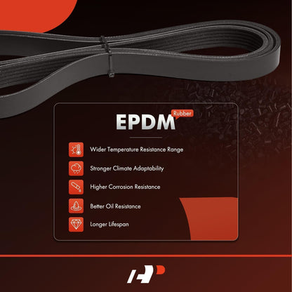 A-Premium Engine Serpentine Drive Belt Compatible with Toyota, Land Rover & Audi Cars - Tacoma 2005-2015, Tundra 2005-2010, 4Runner 2004-2009, FJ Cruiser, Range Rover, A8 Quattro, 4.0L 4.6L 6.3L