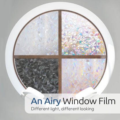rabbitgoo Rainbow Window Films for Privacy, 3D No Glue Decorative Window Clings, UV Blocking Removable Stained Glass Tint Film, Privacy Glass Stickers for Home Office Door, 60x200cm