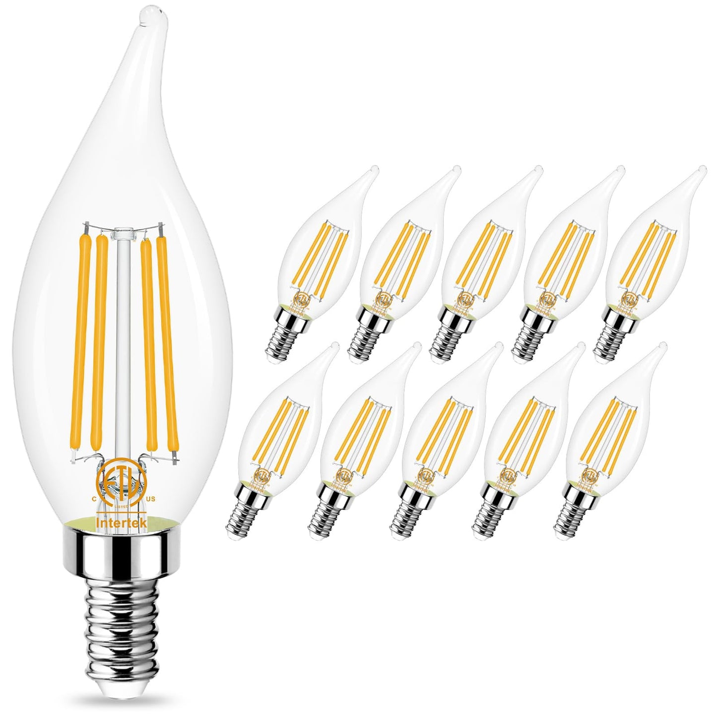 Sailstar E12 Candelabra Bulb 60 Watt Equivalent, Dimmable E12 LED Bulb 3000K Warm White, 60W Candelabra LED Light Bulbs Flame Tip, 4W LED Candelabra Bulbs for Chandelier, 500LM, 120V, CRI 85, 10 Pack