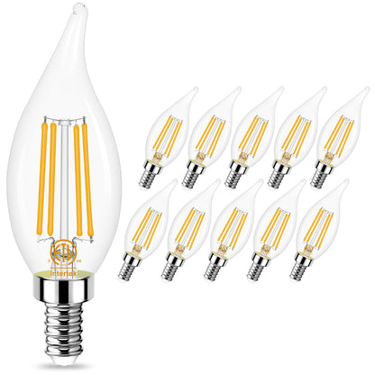 Sailstar E12 Candelabra Bulb 60 Watt Equivalent, Dimmable E12 LED Bulb 3000K Warm White, 60W Candelabra LED Light Bulbs Flame Tip, 4W LED Candelabra Bulbs for Chandelier, 500LM, 120V, CRI 85, 10 Pack