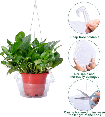15-Pack Clear Hanging Plant Drip Trays, 8" Durable Plastic Saucers with Airflow Design for 6-8" Pots, Leak-Proof Indoor/Outdoor Hanging Basket Drip Pans for Floor Protection (15, 8 inch)
