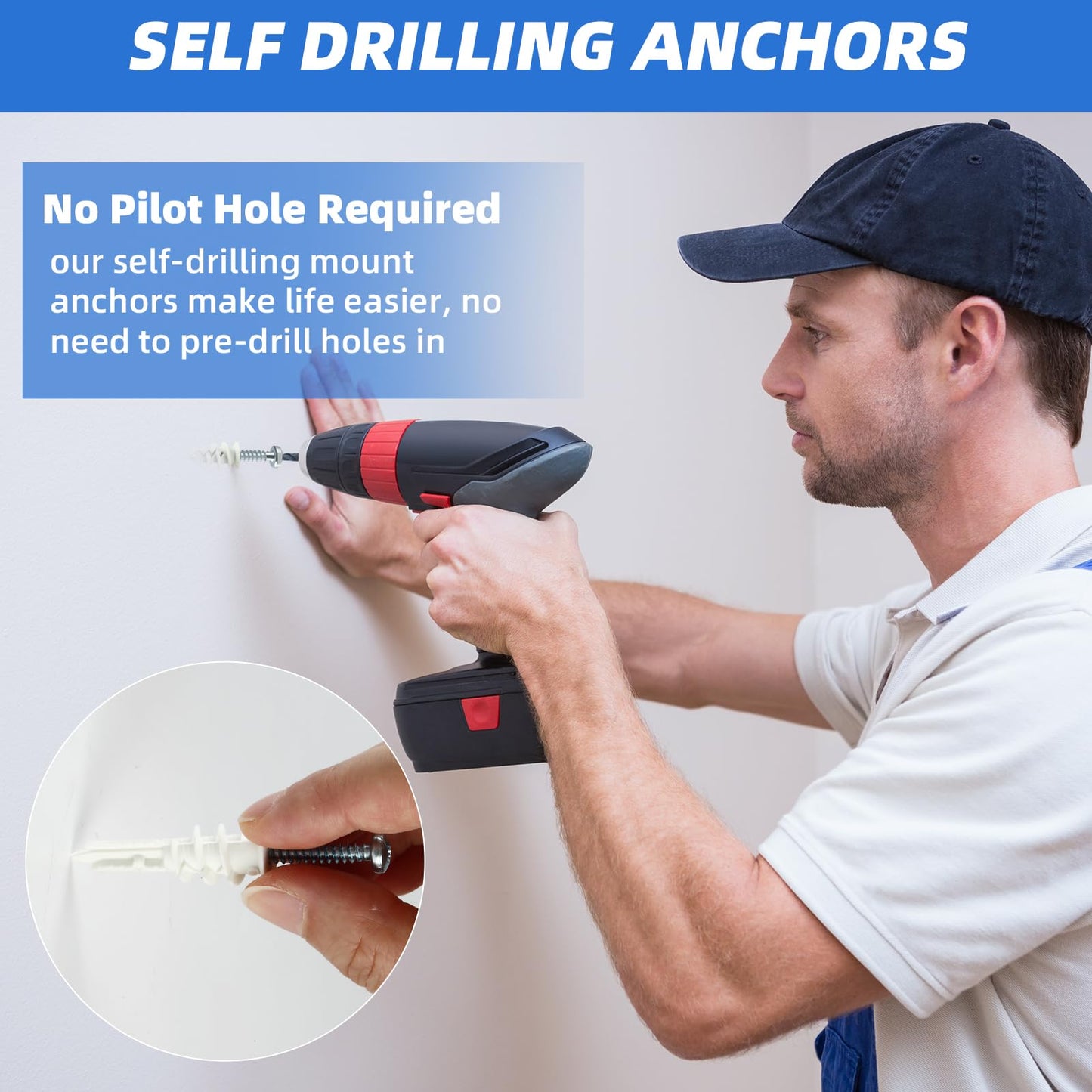 Besitu 210Pcs Drywall Anchors and Screws Kit, Self Drilling Wall Anchors for Drywall, Sheetrock, Hollow Door and Plaster Wall, Zinc Metal & Nylon Plastic Heavy Duty Dry Wall Anchor Set