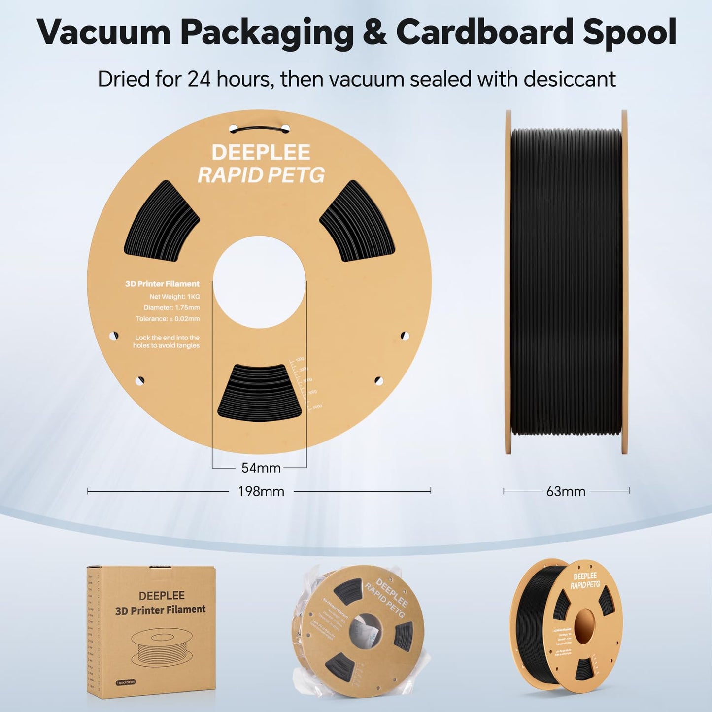 DEEPLEE Rapid PETG Filament 1.75mm Transparent 1KG, 3D Printer Filament Good Impact Resistance, High Speed Filament Material Speed Up to 600mm/s Fit for Most FDM 3D Printers
