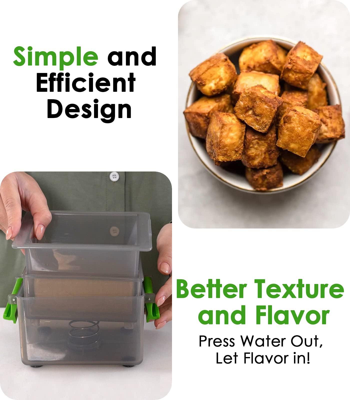 Tofu Press, Easily Remove Water from Tofu in 15-20 Minutes, Tofu Squeezer Dishwasher Safe, Tofu Drainer and Strainer, Paneer Maker BPA Free