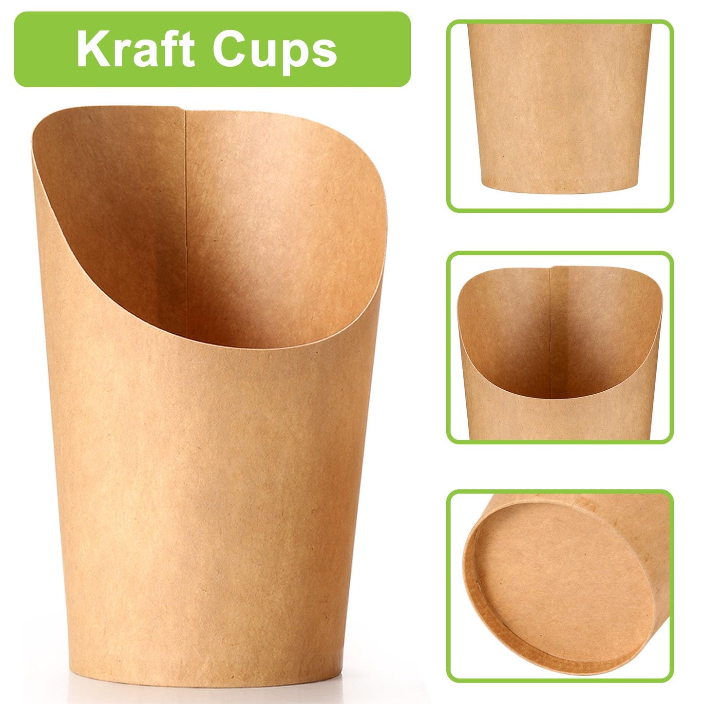 60 Pack Charcuterie Cups with Skewers & Bags, 14 oz Kraft Paper Snack Boxes with Cocktail Picks, Individual French Fry Holder, Appetizer Boards Accessories [60 Cups + 200 Sticks + 60 Bags] Brown