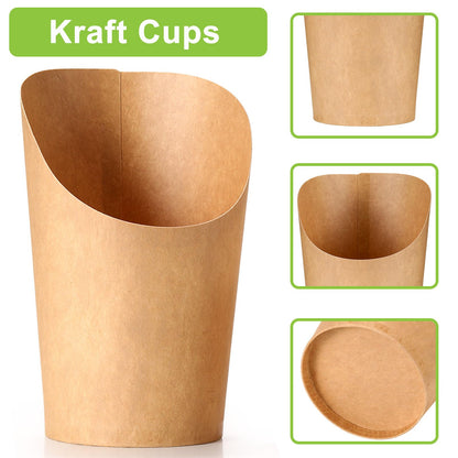 60 Pack Charcuterie Cups with Skewers & Bags, 14 oz Kraft Paper Snack Boxes with Cocktail Picks, Individual French Fry Holder, Appetizer Boards Accessories [60 Cups + 200 Sticks + 60 Bags] Brown