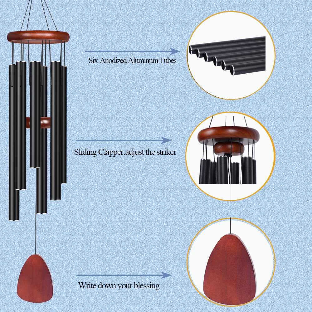 Aovciust Large Outdoor Wind Chimes, 37 Inches, Aluminium Tubes, Brown and Black, Traditional Style, Perfect for Garden, Patio, Memorial and Sympathy Gifts