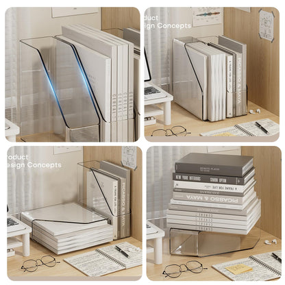 Yharnamite 2 Pcs Acrylic Magazine File Holder, Desk Organizer, Book Storage Shelf, Folder Holder, Clear Magazine Rack for Home, Office, School