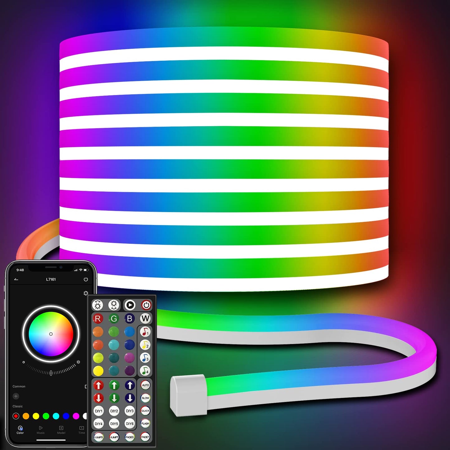 AILBTON Led Neon Rope Lights 32.8Ft,Control with App/Remote,Flexible Led Rope Lights,Multiple Modes,IP65 Outdoor RGB Neon Lights Waterproof,Music Sync Gaming Led Neon Strip Lights for Bedroom