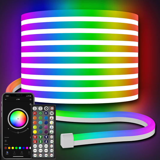 AILBTON Led Neon Rope Lights 32.8Ft,Control with App/Remote,Flexible Led Rope Lights,Multiple Modes,IP65 Outdoor RGB Neon Lights Waterproof,Music Sync Gaming Led Neon Strip Lights for Bedroom