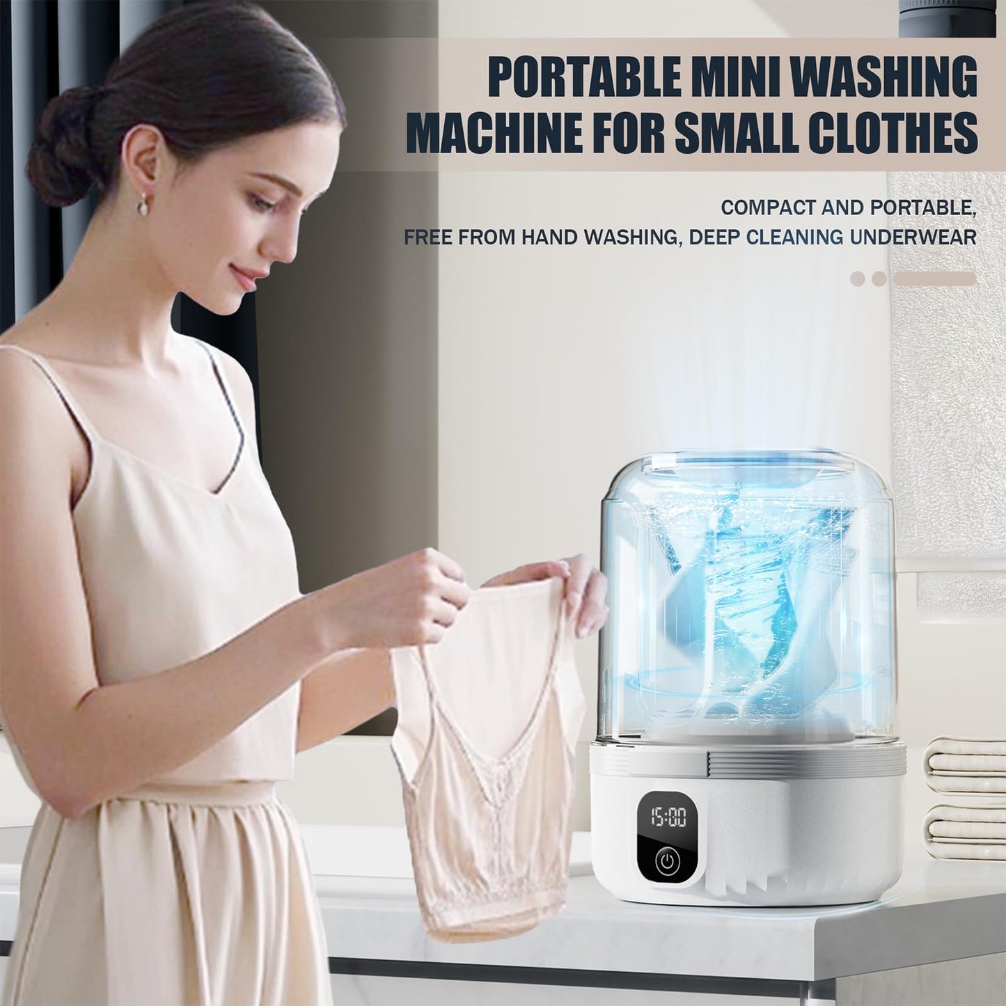 Underwear washing Machine, Portable Mini WashingMachine Rechargeable Underwear Washer Deep Cleans Small Clothes for Apartment, Dorm, Rv, Travel & Hotel Use