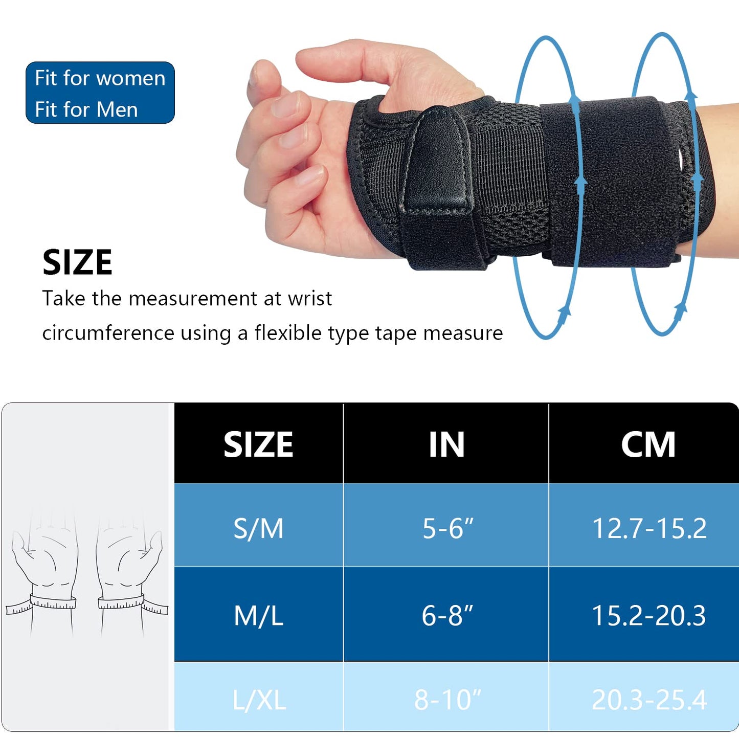 Carpal Tunnel Wrist Brace Support with 2 Straps and Metal Splint Stabilizer - Helps Relieve Tendinitis Arthritis Carpal Tunnel Pain - Reduces Sprain Recovery Time for Men Women(M/L, Right Hand)