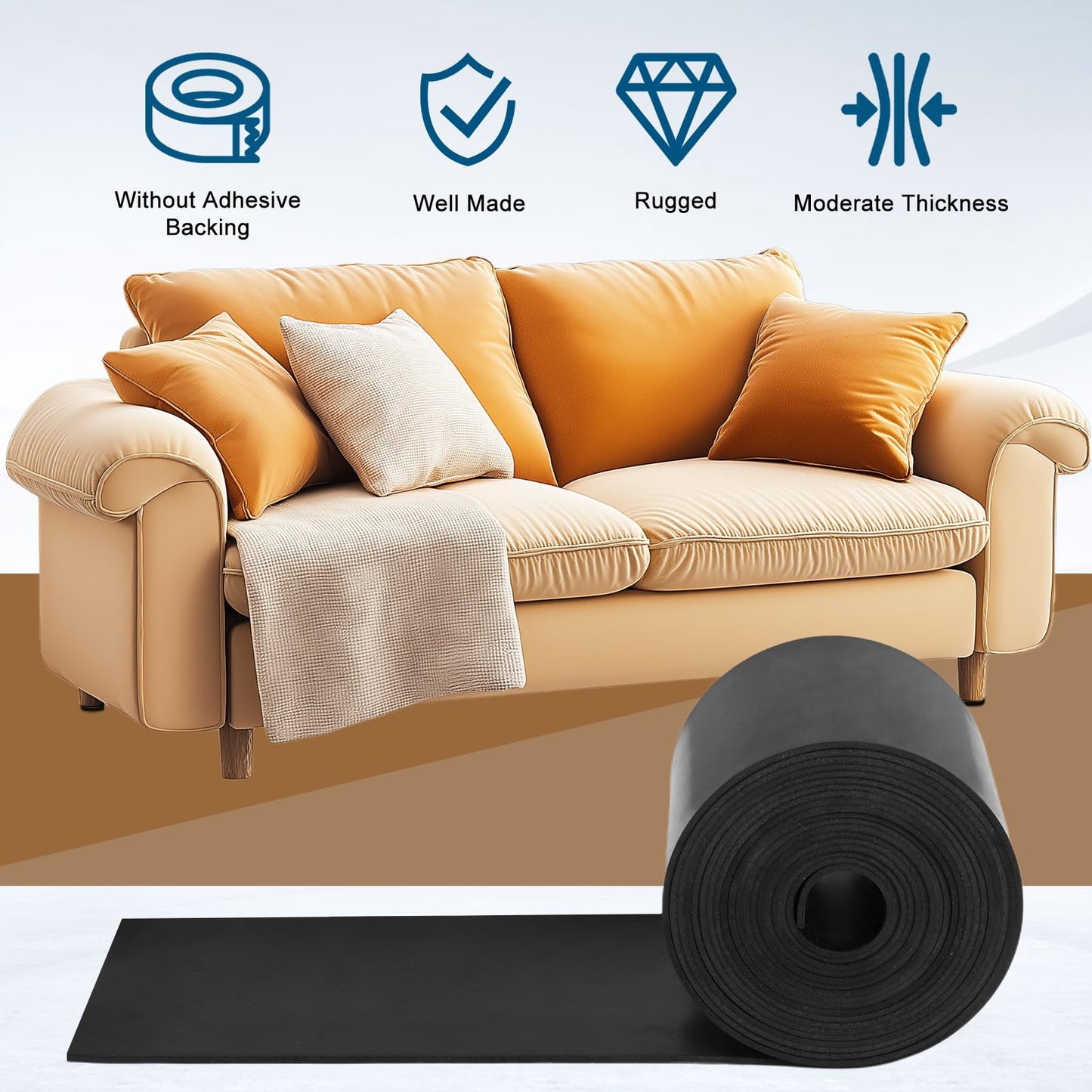 Neoprene Rubber Strips, 12" Wide x1/16 Thick x 4' Long Solid Rubber Sheets, Rolls & Strips for DIY Gaskets, Crafts, Supports, Leveling，Pads, Flooring, Protection