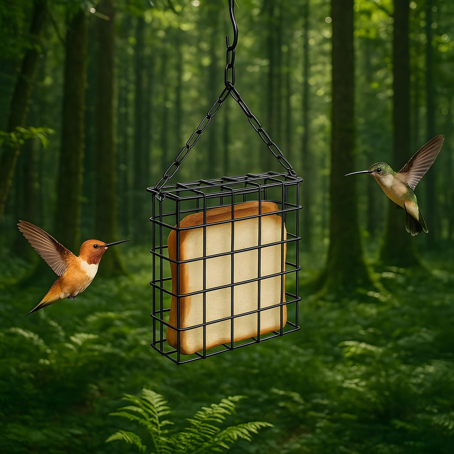 2 Pcs Suet Feeder, Large Capacity Suet Bird Feeder with Hook, Suitable for Hanging Under Trees, Brackets, Or Eaves Wild Bird Feeder (Black)