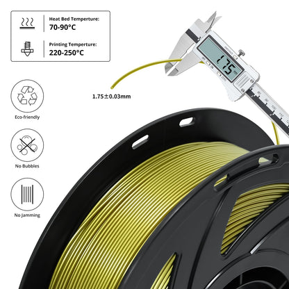 TRONXY Khaki PETG Filament 1.75mm for 3D Printers, Metallic Gloss 3D Printer Filament 1KG Spool (2.2lbs), Dimensional Accuracy +/- 0.03 mm(Bronze Gold)