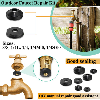 XBVV 32 Size 258 PC Faucet Washer Assortment and Plumbing Rubber Washers Kit for Assorted Garden Hose Washers Shower Head Plumbing Outdoor Faucets Stem Fitting Sealing Repair
