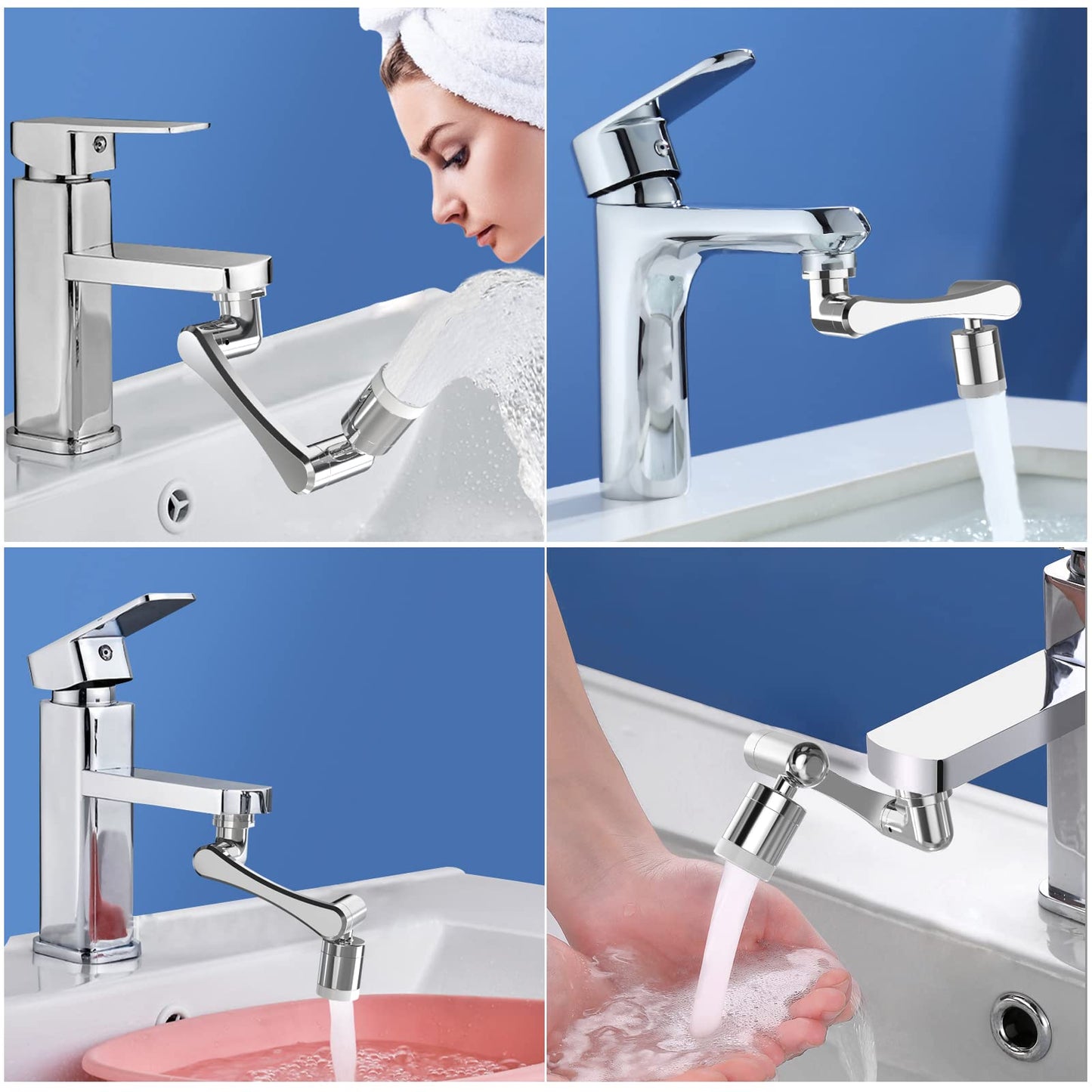 1440 Swivel Multifunctional Robotic Arm Faucet Extender, Large-Angle Rotating Splash Filter Faucet Aerator for Kitchen and Bathroom Sink, Kitchen Extension Faucet, 2 Water Outlet Modes 1 Pcs