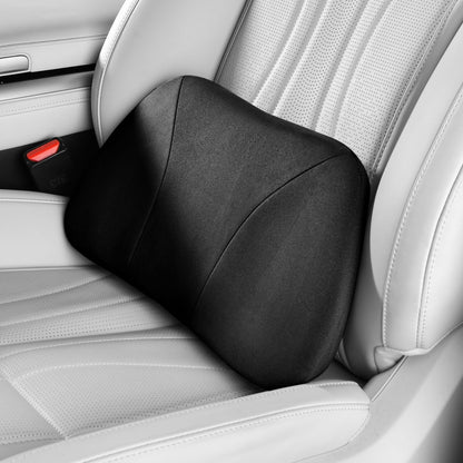 POKSRI Lumbar Support Pillow,Back Pain Relief Cushion,fits Tightly Around the Waist,Memory Foam,Skin-Friendly Suede Fabric,fit Car Drive,Office Chair,Rest seat,Improve Posture,Portable,39x22cm