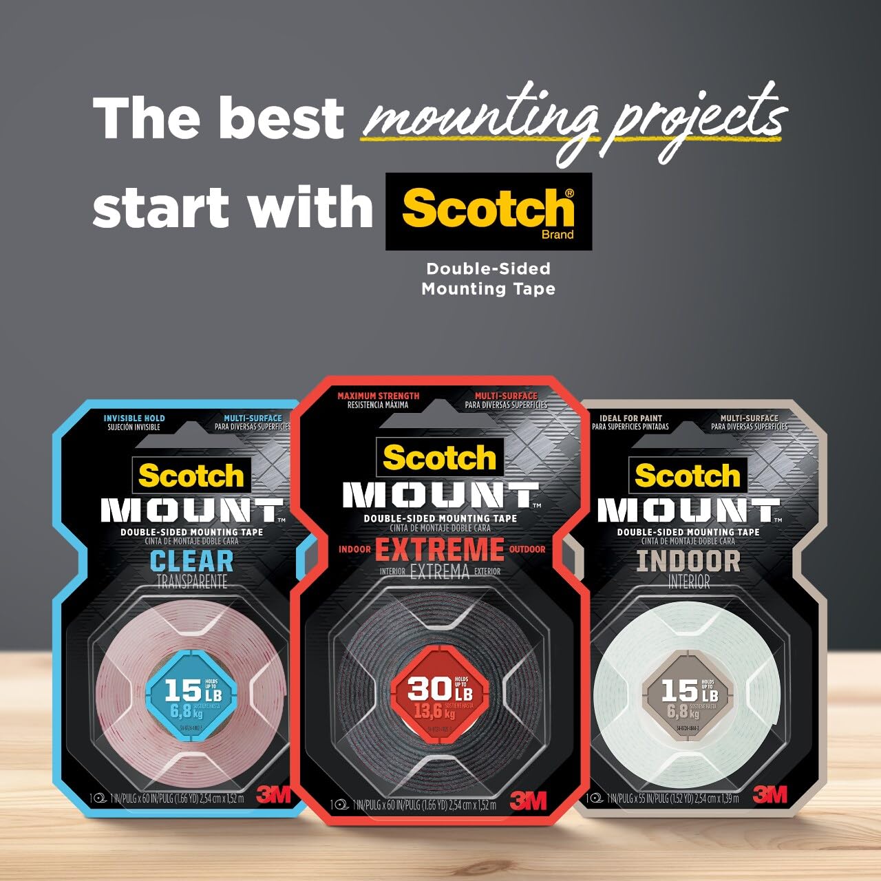 Scotch Indoor Mounting Tape, Double Sided Foam Tape, 1 in x 125 in (2.54 cm x 3.17 m)