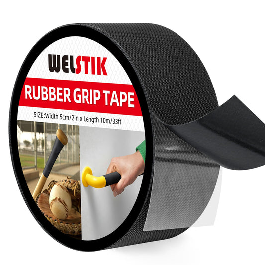 WELSTIK Rubber Grip Tape, Ultra Strong Waterproof Anti Slip Tape with Textured Adhesive for DIY Tools & Gadgets (Black, 2In x 33Ft)