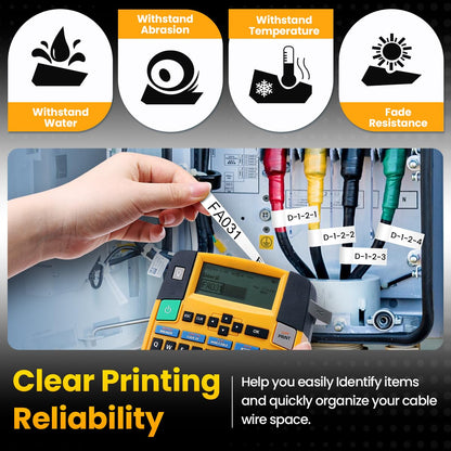 4 Pack Replacement DYMO 18488 Rhino Industrial Flexible Nylon Label Tapes for DYMO LabelWriter and Industrial Rhino 5200, 4200, 6000 Label Makers and More, Black on White, 1/2 inch x 11.5 feet