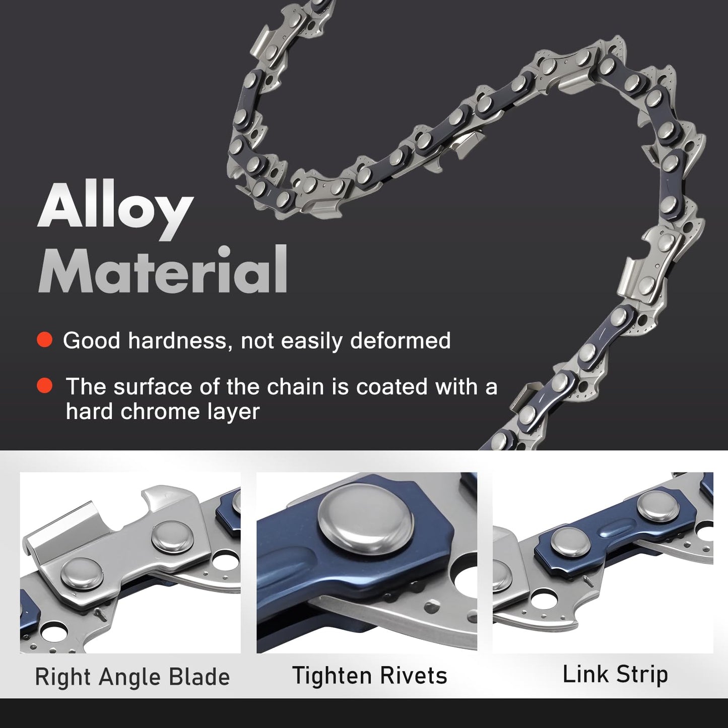 Anxingo 3 Pack 56 Drive Links Chainsaw Chain, 16 Inch 3/8" LP Pitch .043'' Gauge, Replacement for EGO