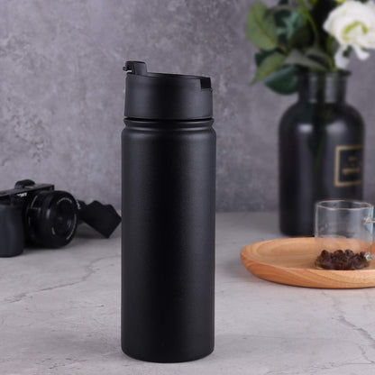 Sivaphe 17oz/500ml Insulated Water Bottle with Removable Stainless Steel Infuser Basket, Double Wall Vacuum Travel Mug (Black)