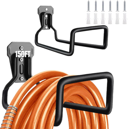 2 Pcs Metal Garden Hose Holder, Heavy Duty Hose Hanger Hose Reel Wall Mounted Water Hose Hooks for Water Hose, Extension Cords