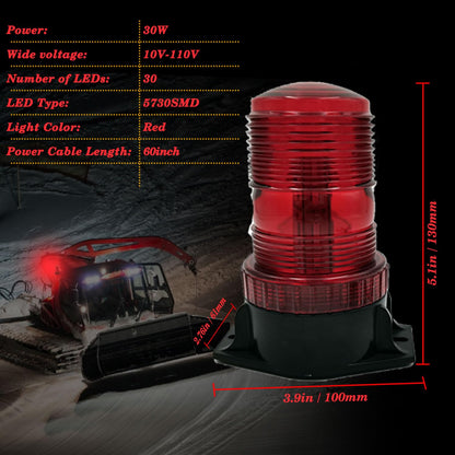 ONERAY [Upgrade] 1PCS LED Forklift Lights RED Beacon Strobe Light with Extension Cable, 10-110V Amber Emergency Warning Flashing Safety Light for Police Cars Ambulances Firefighter Vehicles Trucks