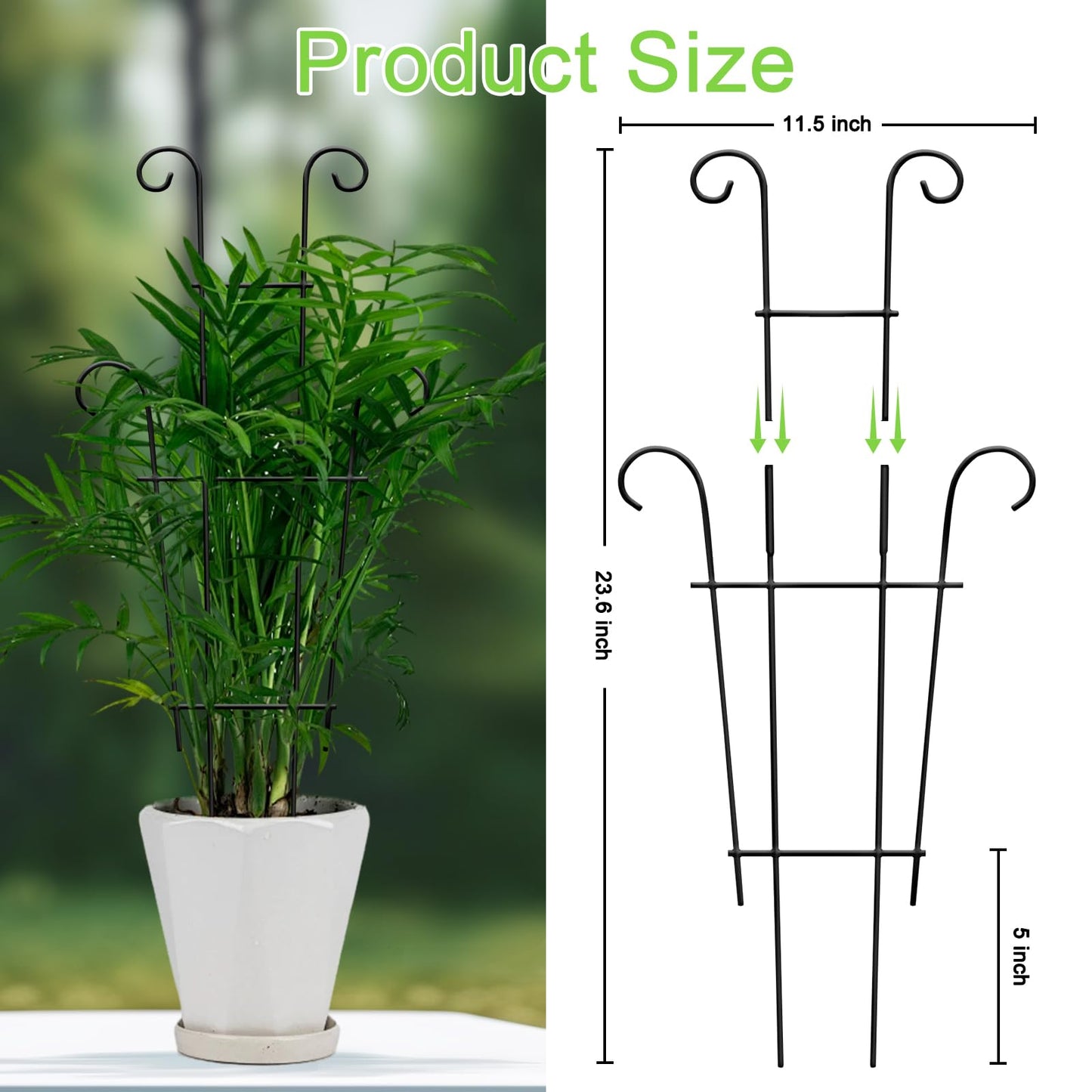 Xeeol 23in Plant Trellis for Potted Plants, Garden Trellis for Climbing Plants Indoor Outdoor 2p, Rustproof House Plant Support for Pothos Hoya Ivy Flower