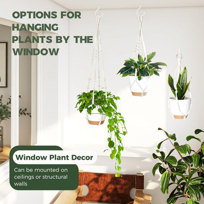 Bamworld Macrame Plant Hangers 3 Pack, Hanging Planters Indoor Outdoor Plants 3 Set Self Watering Flower Pots Holder for Home Garden Balcony Ceiling Decorations