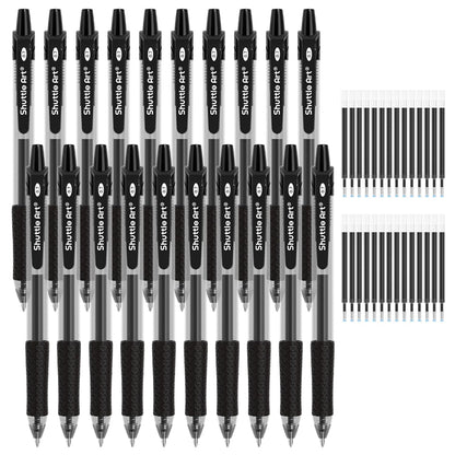 Shuttle Art Black Gel Pens, 48 Pack(20 Gel Pens with 28 Refills) Retractable Medium Point Rollerball Gel Ink Pens Smooth Writing with Comfortable Grip for Office School Home Work