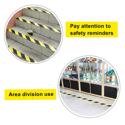 BOMEI PACK Black and Yellow Safety Tape, Floor Hazard Marking Tape for Caution and Warning, 2Rolls 3inch x 36 yds x 5.9mil